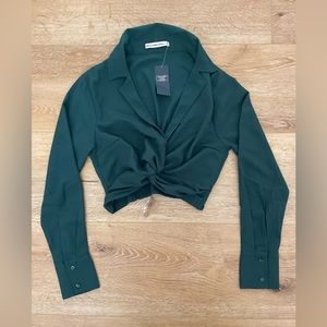 NWT Abercrombie Cropped Collared Top, Size XS